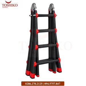 Thang nhôm rút lồng 4 bậc Toshiko L4 đen