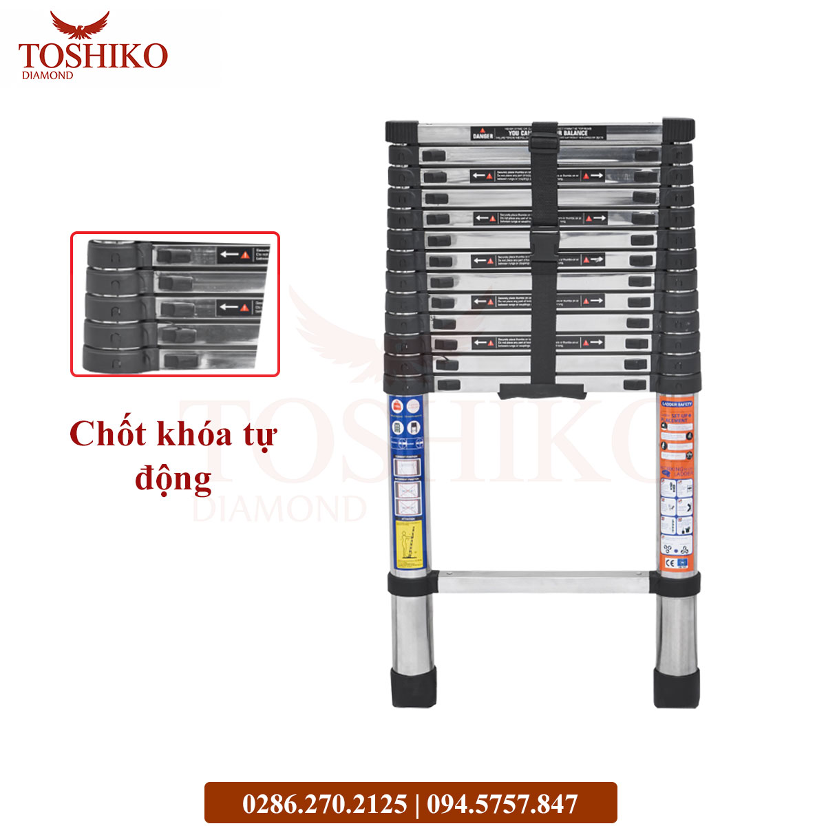 Thang inox rút đơn Toshiko 3.2m - Ảnh 3