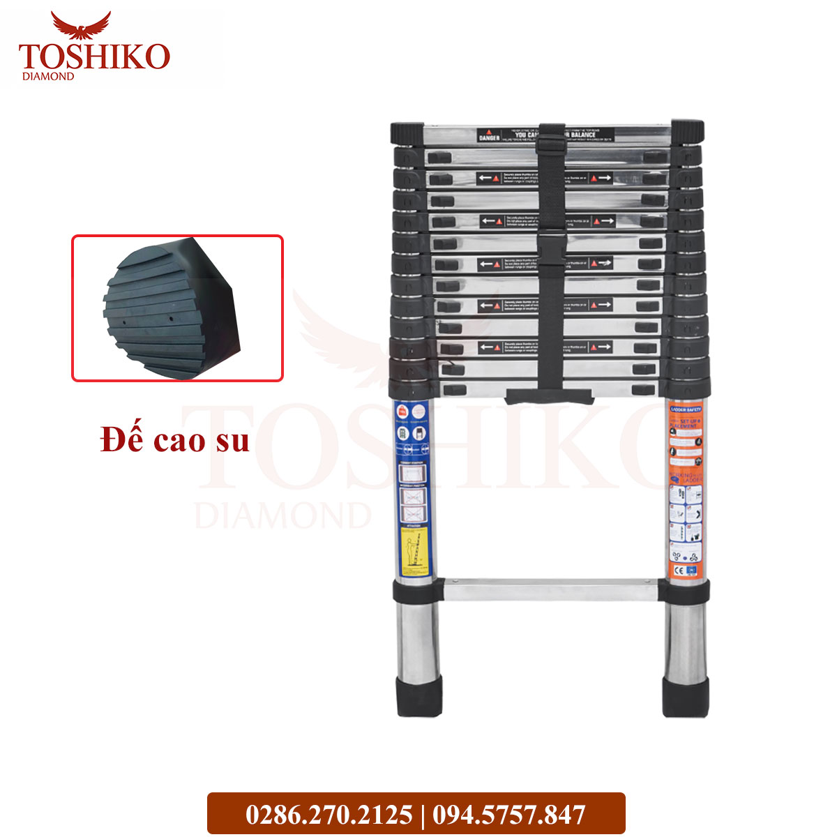 Thang inox rút đơn Toshiko 3.2m - Ảnh 6