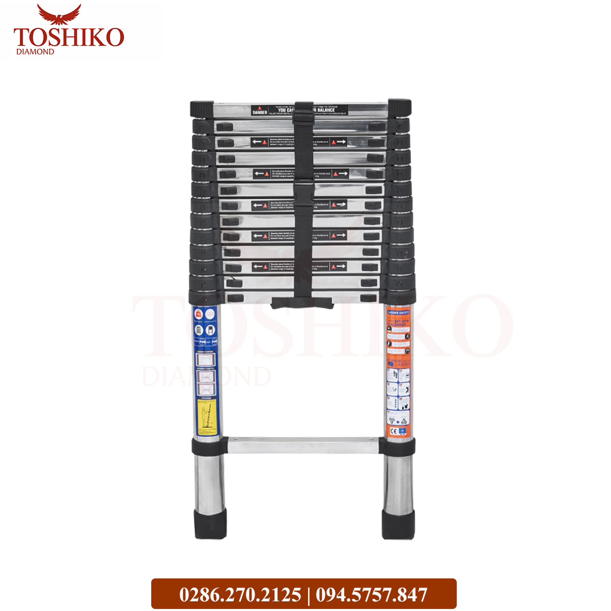 Thang inox rút đơn Toshiko 3.2m