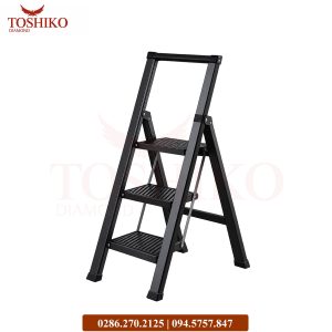 Thang ghế thép tay vịn Toshiko 3 bậc TSK-3V Đen