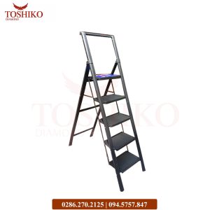 Thang ghế thép tay vịn Toshiko 5 bậc TSK-5V Đen