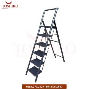 Thang ghế thép tay vịn Toshiko 6 bậc TSK-6V Đen